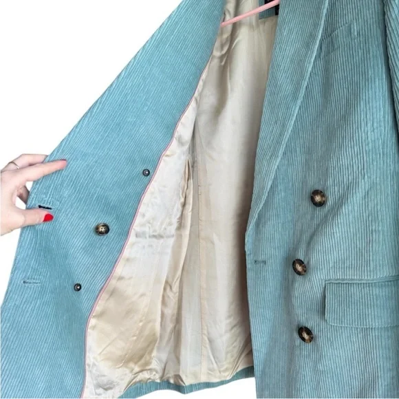 J.Crew Nalya double-breasted blazer in a light blue corduroy fabric Size 4 - Picture 13 of 14